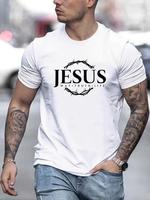 Men's Regular Fit Letter Graphic Round Neck Tee, Casual Streetwear Short Sleeve Crew Neck T-shirt for Summer, Graphic Tees, F...