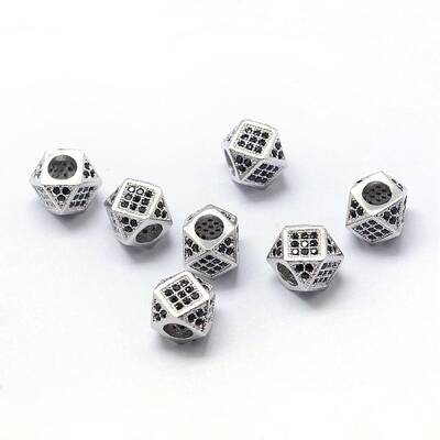 Rack Plating Brass Cubic Zirconia Beads