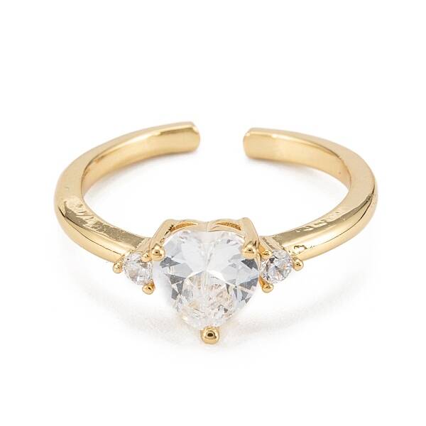 Brass Micro Pave Cubic Zirconia Cuff Rings