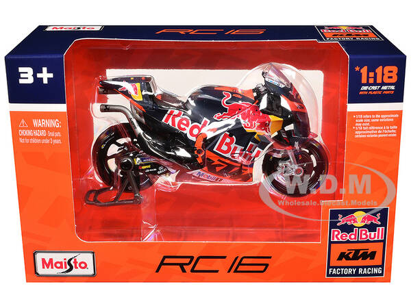 KTM RC16 Motorcycle #33 Brad Binder MotoGP Red Bull KTM Factory Racing 1/18 Diecast Model by Maisto