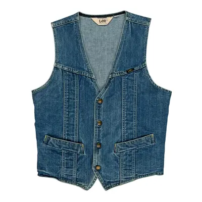 Made In Usa Lee Denim Gilet - Small Blue Cotton | Size: small