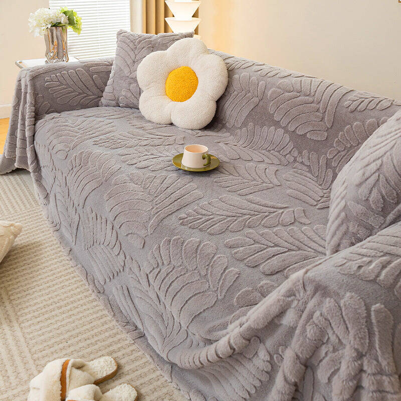 Plush Sofa Thickened Warm Sofa Slipcover | Color: Gray | Size: 180x340cm