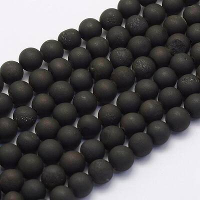Electroplate Natural Druzy Agate Beads Strands