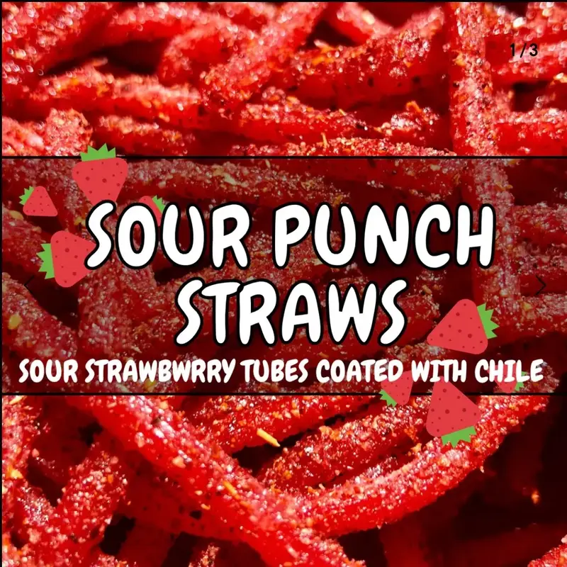 SPICY STRAWBERRY PUNCH STRAWS - 7 OZ PUNCH STRAWS WITH A MEXICAN CANDY TWIST
