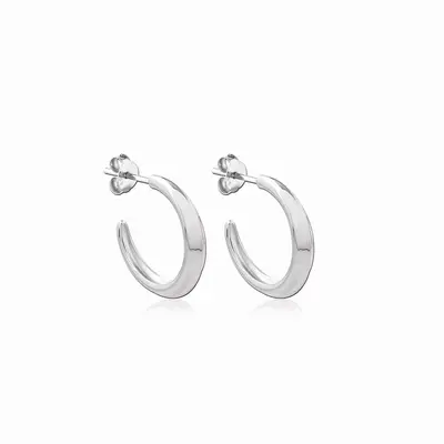 Crescent Hoops Silver Small | Size: .75 in.
