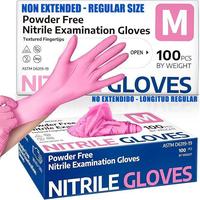3.5 Mil Pink Purple Black Powder-Free Nitrile Exam Gloves 100Pcs for Medical, Baking and Food Preparation Use - Hand, Rubber