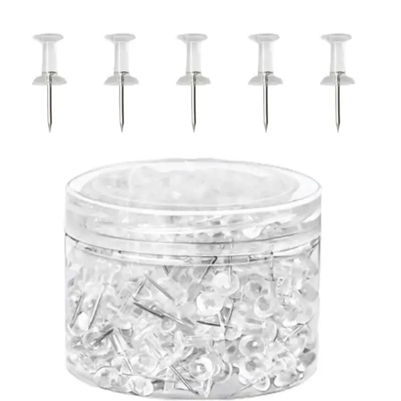 Clear Thumb Tack Set, 100pcs/box Transparent Plastic Head Thumb Tack, Multifunctional Pushpin for Bulletin Board, Soft Board,...