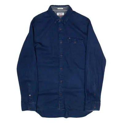 TOMMY HILFIGER Longer Fit Mens Shirt Blue Long Sleeve M