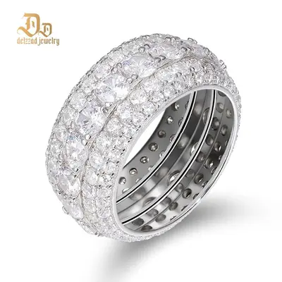 Delzzad Layered Eternity Ring Lab-Created Moissanite Ring S925 Sterling Silver Moissanite Jewelry Perfect Gift