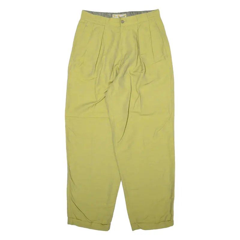 BIG BOY Womens Trousers Green Relaxed Straight Linen W30 L30