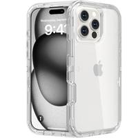 3-Layer Shockproof Clear Case for iPhone 16 15 14 13 12 11 Pro Max, Heavy Duty Transparent Military-Grade Drop Protection Cov...