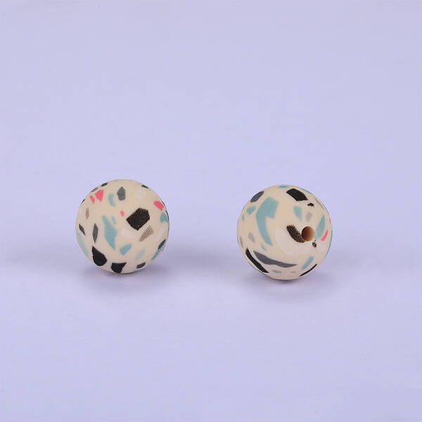 Printed Round Silicone Focal Beads
