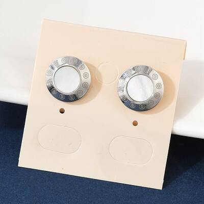 304 Stainless Steel Natural Shell Stud Earrings