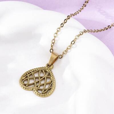 Mesh Heart 304 Stainless Steel Pendant Necklaces