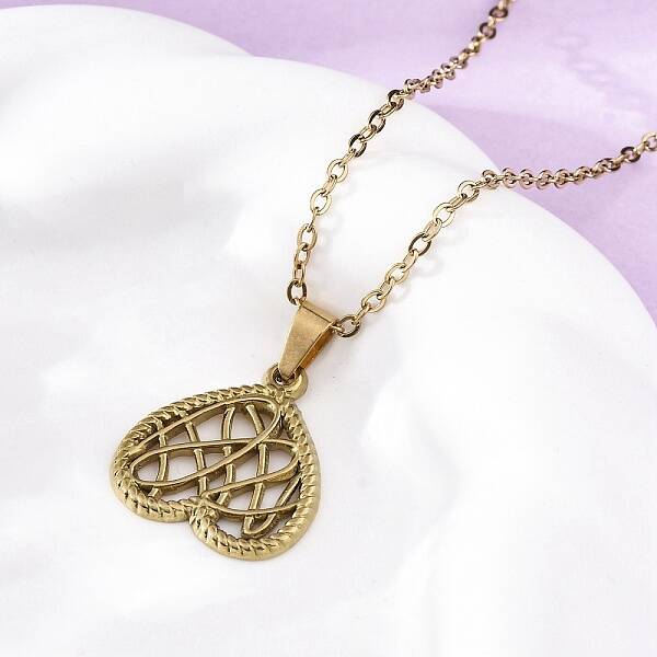Mesh Heart 304 Stainless Steel Pendant Necklaces