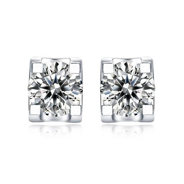 Rhodium Plated 925 Sterling Silver Micro Pave Cubic Zirconia Ear Studs for Women