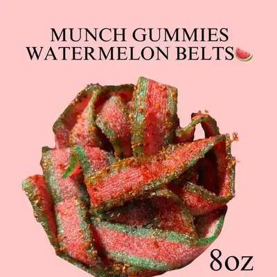 Munch Gummies ~ WATERMELON  BELT - Sour, Sweet, Spicy. snack Candy