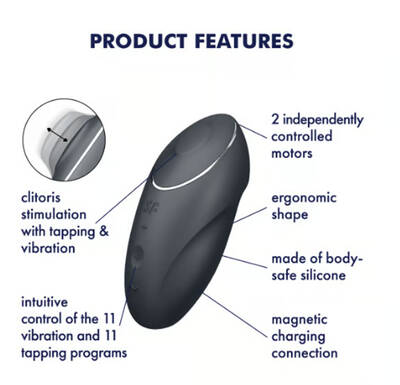 Satisfyer Tap and Climax 1 Vibrator - Grey