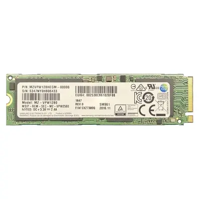 MZ-VPW1280 Samsung SM961 Series 128GB MLC PCI Express 3.0 x4 NVMe M.2 2280 Internal Solid State Drive