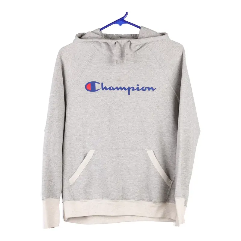 Champion Spellout Hoodie - Medium Grey Cotton Blend
