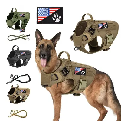 New Tactical Dog Harness- Work Dog Vest with Handle and leads set for Hiking and Walking  Training - Petnanny Dog Harness Ser...