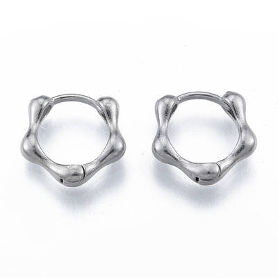 Non-Tarnish 316 Surgical Stainless Steel Bamboo Stick Hoop Earrings for Men Women