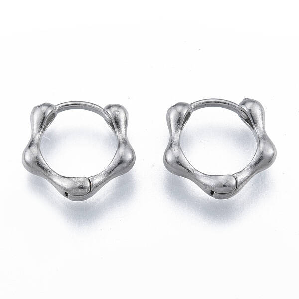 Non-Tarnish 316 Surgical Stainless Steel Bamboo Stick Hoop Earrings for Men Women