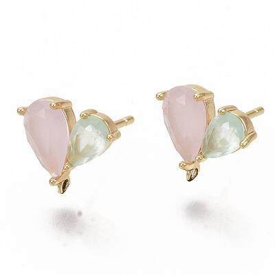 Brass Cubic Zirconia Stud Earring Findings