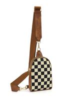 Checkered Pattern Fanny Pack, Fashionable PU Leather Sling Bag for Women, Casual Versatile Zipper Crossbody Purse with Detach...