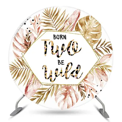 Aperturee Born Two Be Wild Leaves Round 2Nd Birthday Backdrop | Round Party Backdrop | Circle Backdrops For Birthday | Custom...