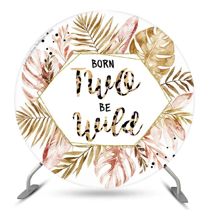 Aperturee Born Two Be Wild Leaves Round 2Nd Birthday Backdrop | Round Party Backdrop | Circle Backdrops For Birthday | Custom...