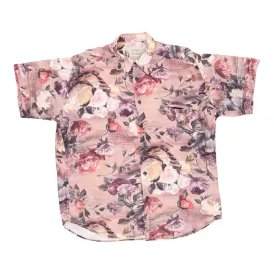 Storie Italiane Floral Short Sleeve Shirt - Large Pink Viscose