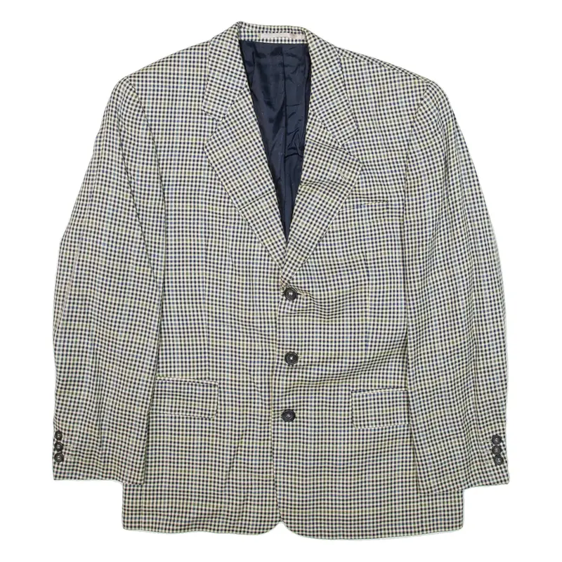 SPENGLER Blazer Jacket Beige Wool Check Mens XL