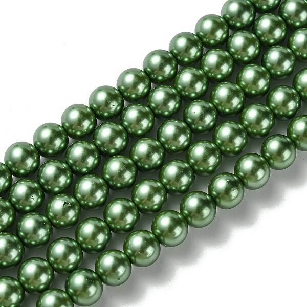 Eco-Friendly Dyed  Glass Pearl Round Bead Strands