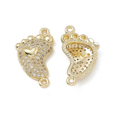 Brass Micro Pave Clear Cubic Zirconia Connector Charms