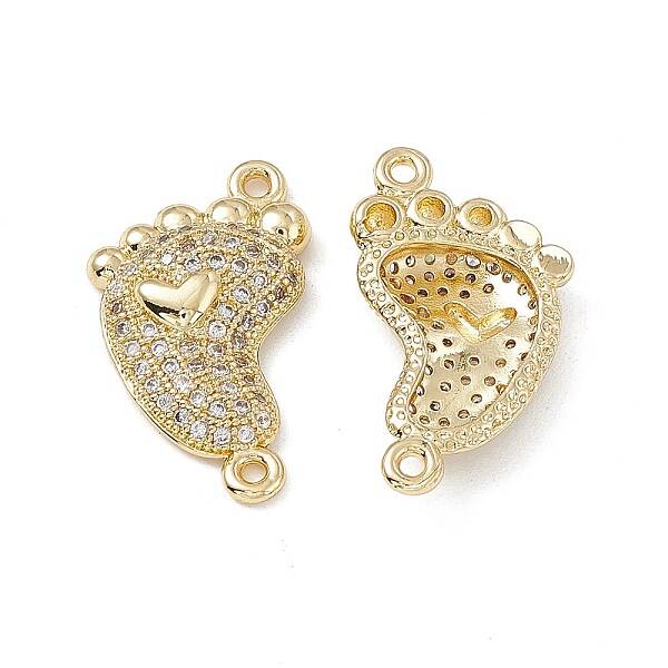 Brass Micro Pave Clear Cubic Zirconia Connector Charms