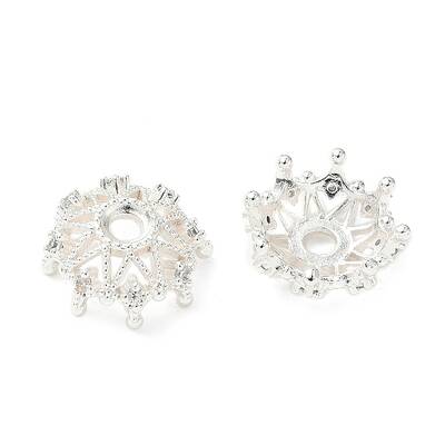Flower Brass Micro Pave Clear Cubic Zirconia Bead Caps