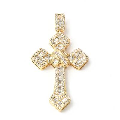 Brass Micro Pave Cubic Zirconia Cross Pendants