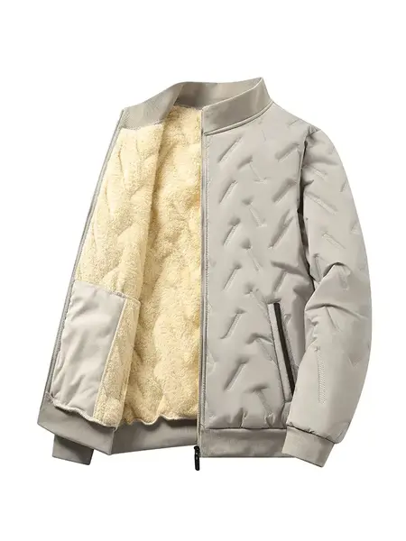 Men's Warm Wool Lined Jacket Regular Fit Polyester Fleece Lined Hooded Zipper Closure Machine Washable Casual Sportswear for ...