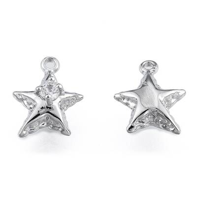 Brass Pave Clear Cubic Zirconia Charms
