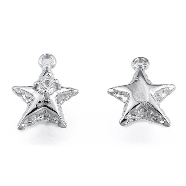 Brass Pave Clear Cubic Zirconia Charms