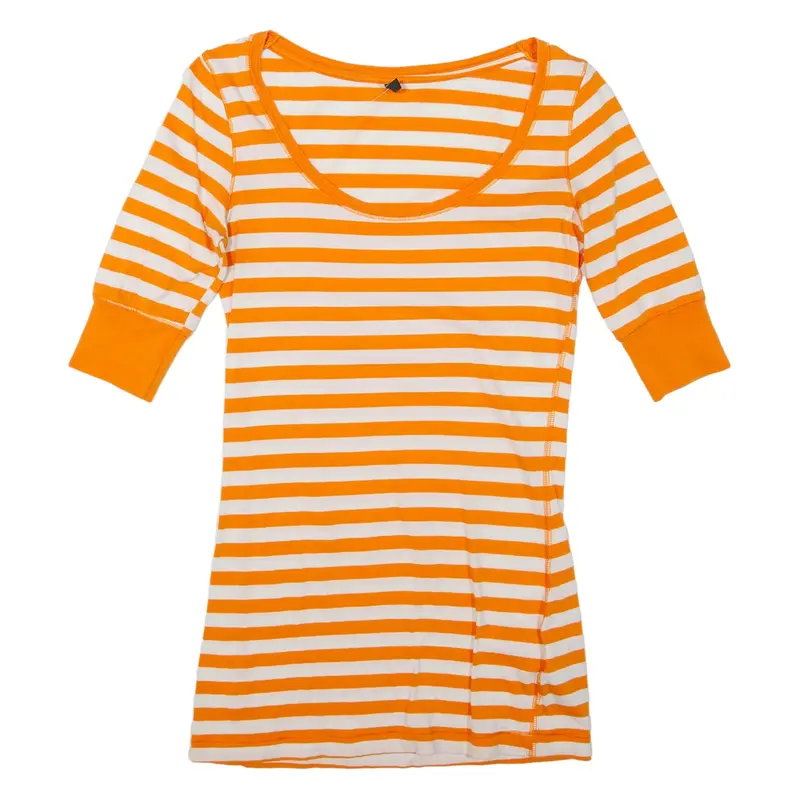 Womens Printed Top Orange Striped L
