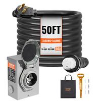 VEVOR 50 Amp Generator Cord and Power Inlet Box Kit, 50FT, NEMA 14-50P/SS2-50R STW 6/3+8/1 AWG Generator Power Cord with Twis...