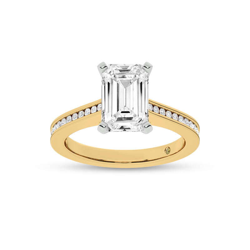 Paris Channel Set Emerald Cut Lab Diamond Engagement Ring | 14K Yellow Gold 2 3/4 CT. TW.
