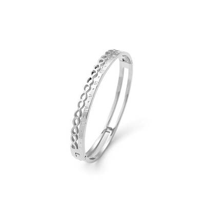 Fashionable Stainless Steel Pave Rhinestone Hinged Bangles for Women