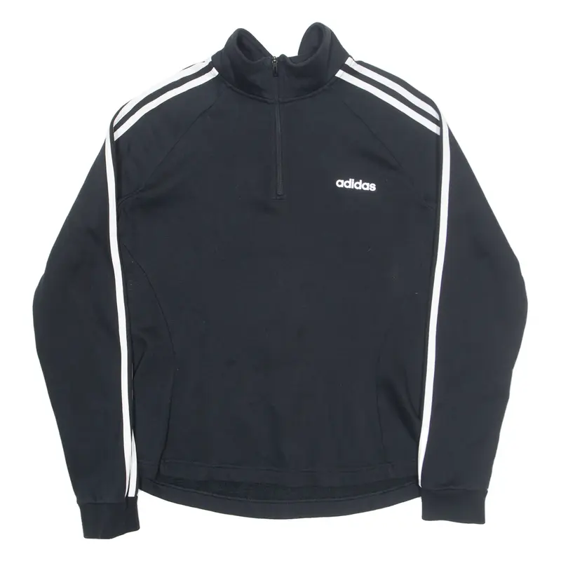 ADIDAS Womens Sweatshirt Black 1/4 Zip UK 12