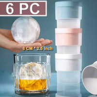 Ice Ball Molds, Set of 6, Slow-Melting Stackable Large Ice Cube Maker, 2.5 Inch big Ice Spheres for Whiskey Cocktails Juice B...