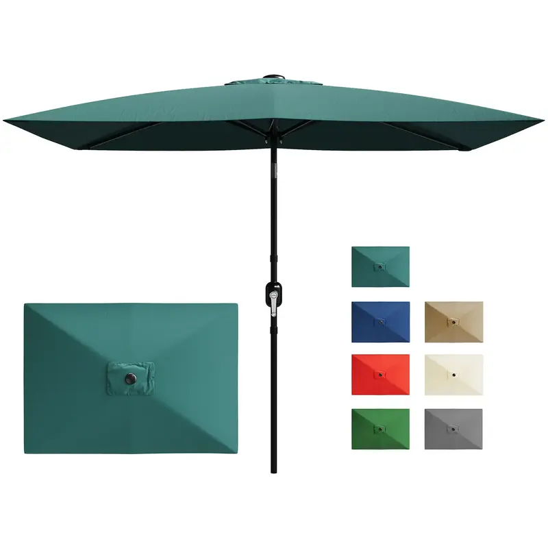 Garvee 10' x 6.5' Rectangular Patio Umbrella – Durable 6-Rib Outdoor Market Parasol with Crank & Push Button Tilt, UV Sun P...