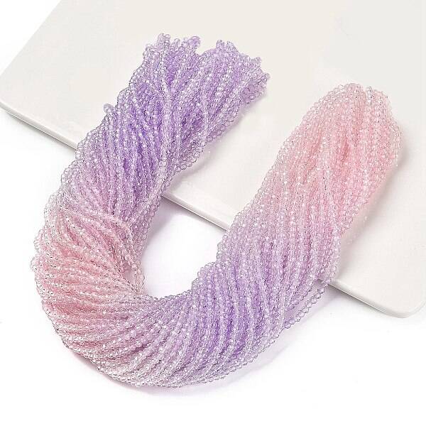 Transparent Painted Glass Beads Strands