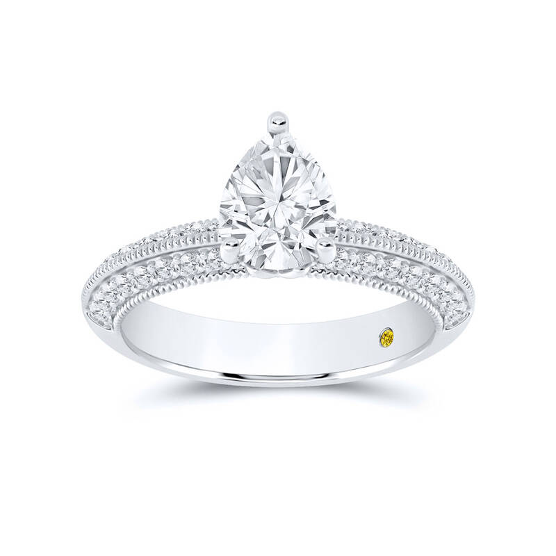 Aether Vintage Inspired Lotus Basket Pear Shape Lab Diamond Engagement Ring | 14K White Gold 3 1/5 CT. TW.
